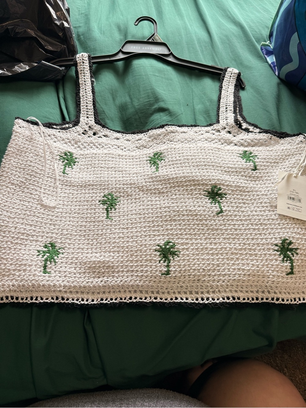 Free Assembly Crochet Palm Tree Tank Top XL 16-18 NWT Cream Coastal Vacation